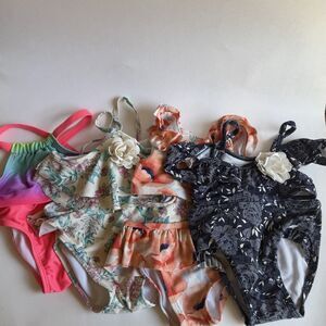 JANIE & JACK- Cat&Jack Floral & neon toddler girl Swimsuit-lot of 4- 12 to 18 MO